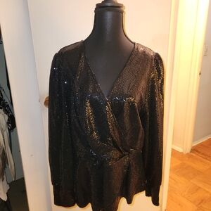 Vince Camuto Black Sequin Blouse